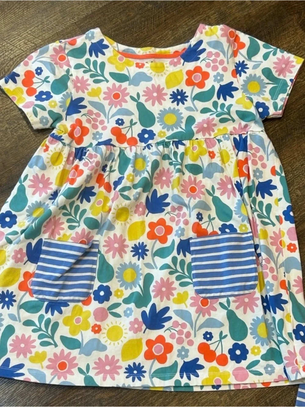 Mini Boden Floral Tunic and Blue Stripe Leggings Set - Multicolor & Blue 11-12Y